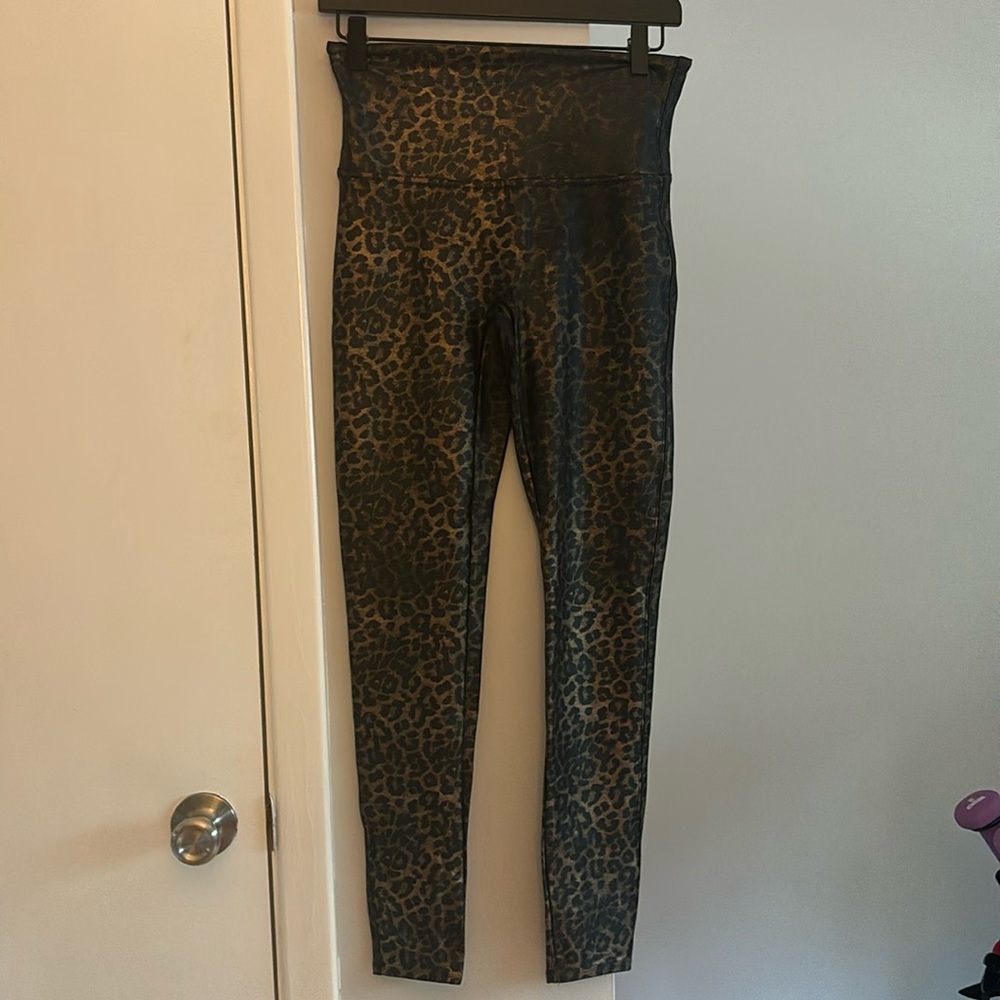 Spanx leopard print metallic legging